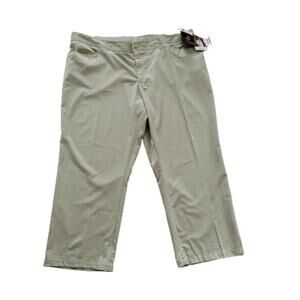 Verite by Barco Pants Woman Tan Celadon Flat Front Arcflex Plus Size 4X NEW